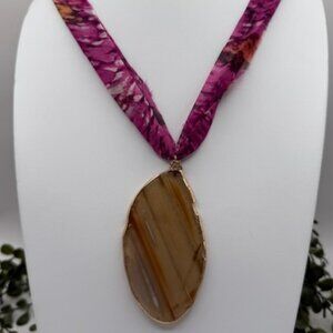 Anthropologie Serefina Quartz Slice Colorful Scarf Necklace